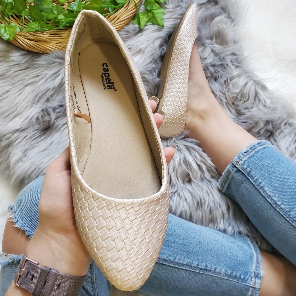 Capelli | Pink Woven texture Ballet Flats